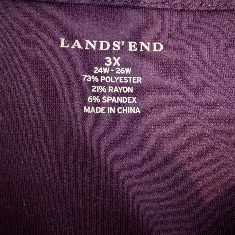 Lands End Faux Wrap Dress Size 3X Purple 3/4 Sleeve Office Career Wedding Guest - Picture 4 of 5